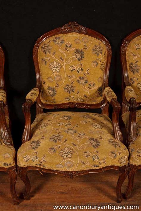 Shop wayfair for the best upholstery chairs. Set 4 Victorian Arm Chairs Woven Fabric Upholstery Arm ...