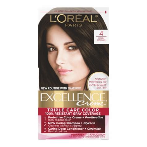 Loreal Paris Excellence 4 Dark Brown Creme Permanent Triple Care Hair
