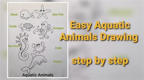 How To Draw Aquatic Animals Easy Art Drawing Sea Creatures For Kids