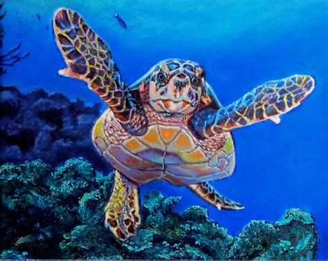 Turtle Painting Underwater Art Sea Turtle Painting
