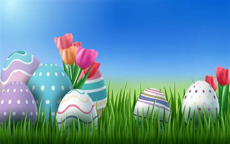 realistic eggs in grass easter background d 1000668 vector art at vecteezy