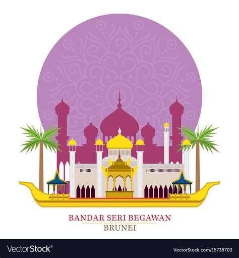 Bandar Seri Begawan Brunei With Decoration Vector Image