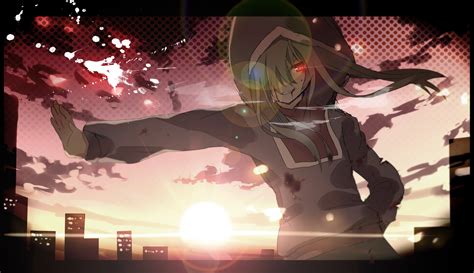 Vocaloid Blood Project Red Eyes Code Green Hair Anime Girls Kido