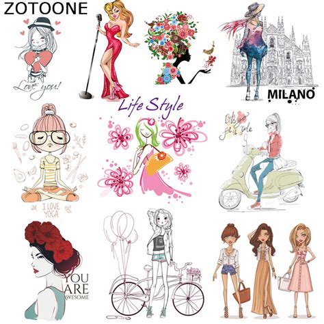 Zotoone Iron On Transfer Patches Pretty Girl Patch For Clothing A Level