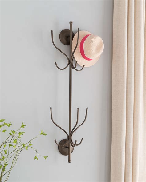 Pewter Metal 12 Hook Wall Mounted Hat And Coat Rack 791932060988 Ebay
