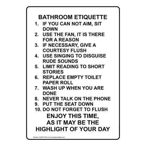 White Vertical Sign Bathroom Etiquette 1 If You Can Not