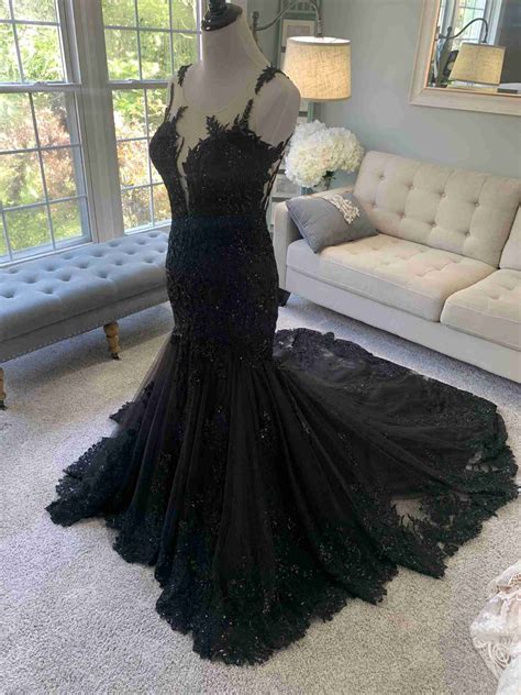Mermaid Black Wedding Dress With Illusion Back By Brides And Tailor