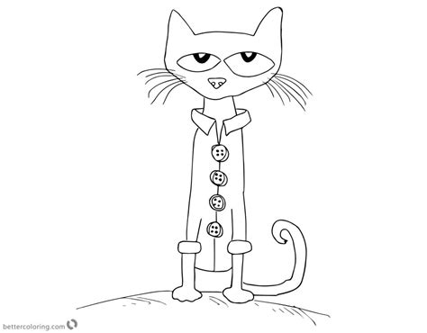 Pete the Cat Coloring Pages Line Art - Free Printable Coloring Pages