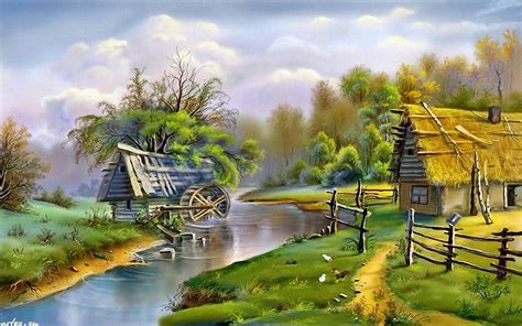 Beautiful Landscape River Mill 0853