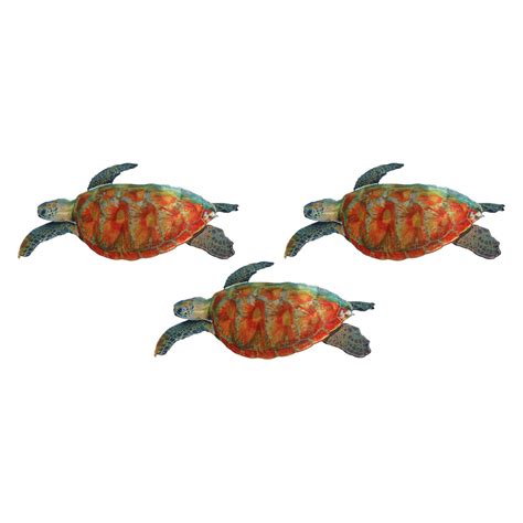 Home > nautical creations > sea turtle 3d metal wall art. Next Innovations Sea Turtle 3D Wall Art - Set of 3 ...