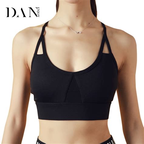 Danenjoy Sexy Sports Bra Yoga Top Breathable Straps Jump Seamless Underwear Athletic Bra