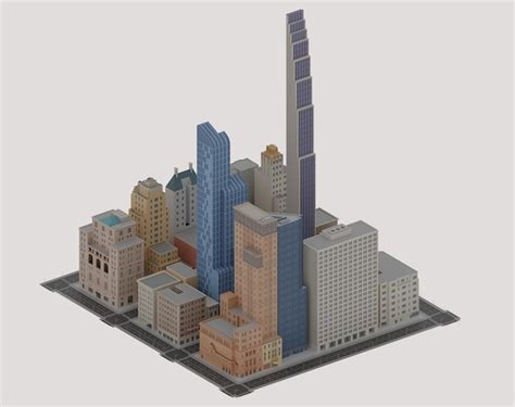 Premium Photo 3d Rendered Low Poly Isometric View Buildings City