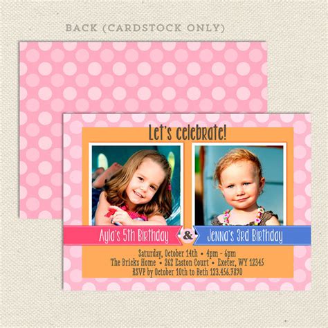 Sibling Celebration Joint Birthday Party Invitations Lil Sprout