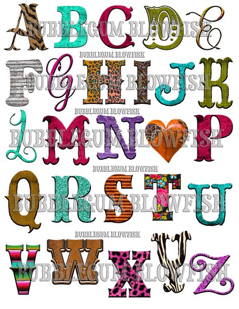 Funky Textured Alphabet Letters Single File Png Collage Sheet Etsy