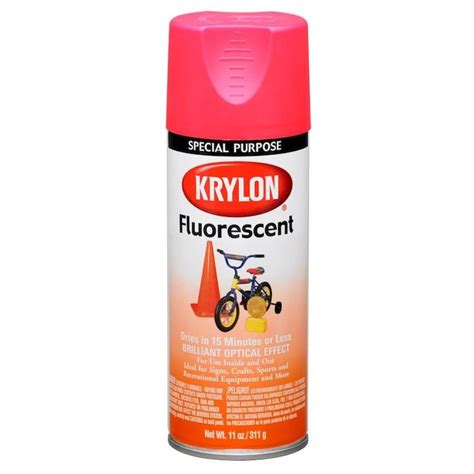 Krylon Satin Fluorescent Red Fluorescent Spray Paint Net Wt 11 Oz In