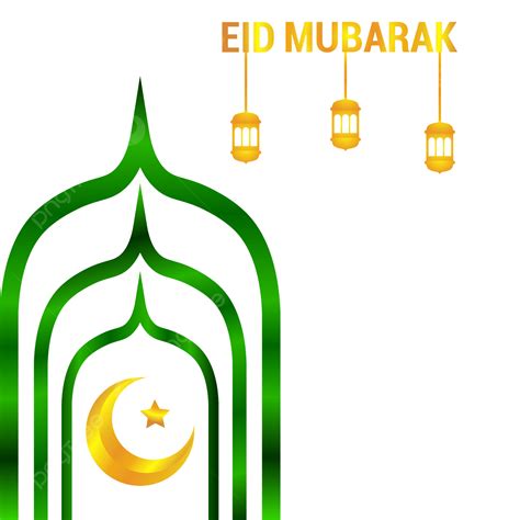 Hình ảnh Thiết Kế Eid Mubarak Với Mặt Trăng Vàng Png Biên Giới