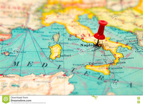 Nápoles Italia Fijó En El Mapa Del Vintage De Europa Imagen De Archivo