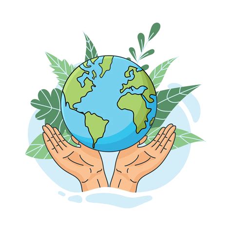 Save The Planet Hands Holding Globe Earth Earth Day Concept Vector