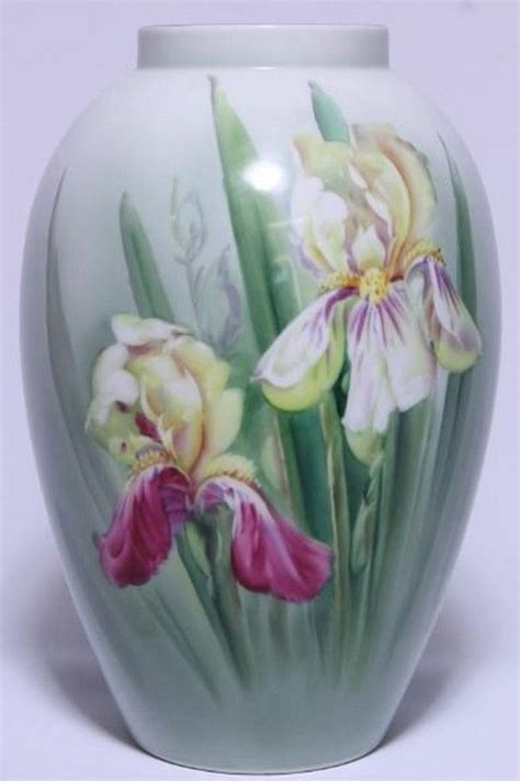 A Noritake Hand Painted Vase With Iris Decoration Signed By S Ceramics Japanese Oriental