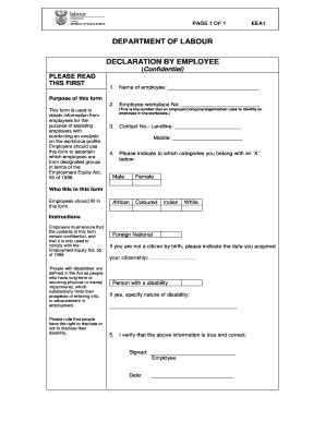 Fillable Online DECLARATION BY EMPLOYEE Fax Email Print PdfFiller