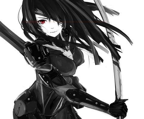 Anime Girl Sword Black Hair
