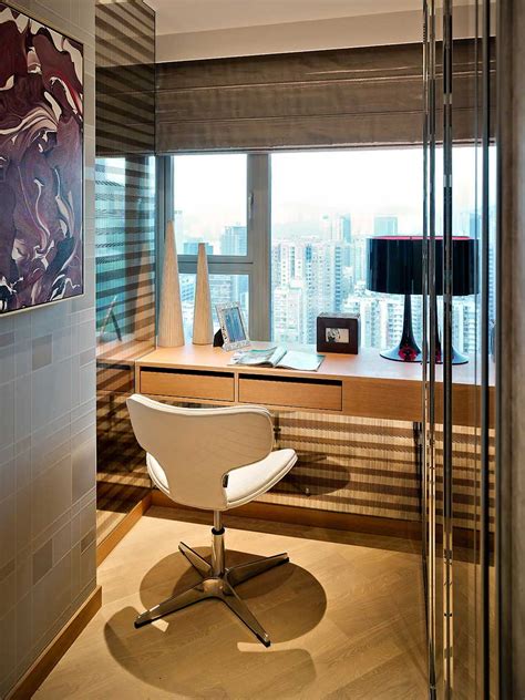 Apartment Work Desk With Hong Kong City View Interior Design Ideas
