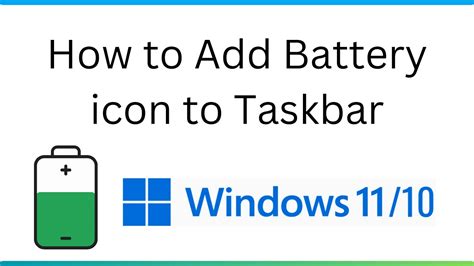 How To Add Battery Icon To Taskbar Windows 1011 Youtube