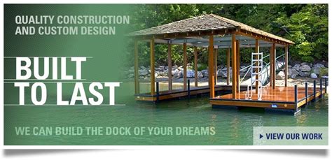 An Advertisement For A House Built In The Water With A Dock And Steps