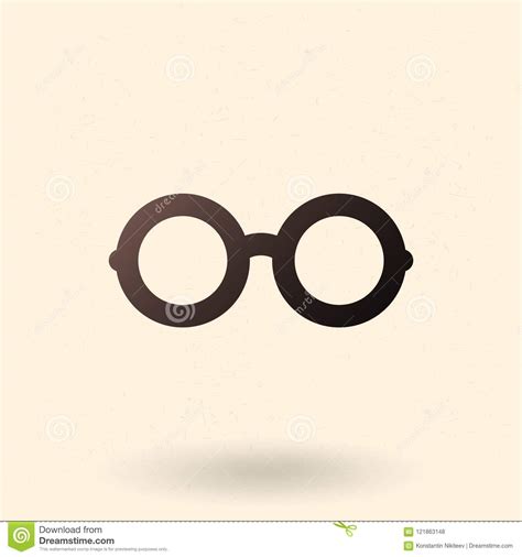Vector Black Silhouette Icon Round Eyeglasses 121863148