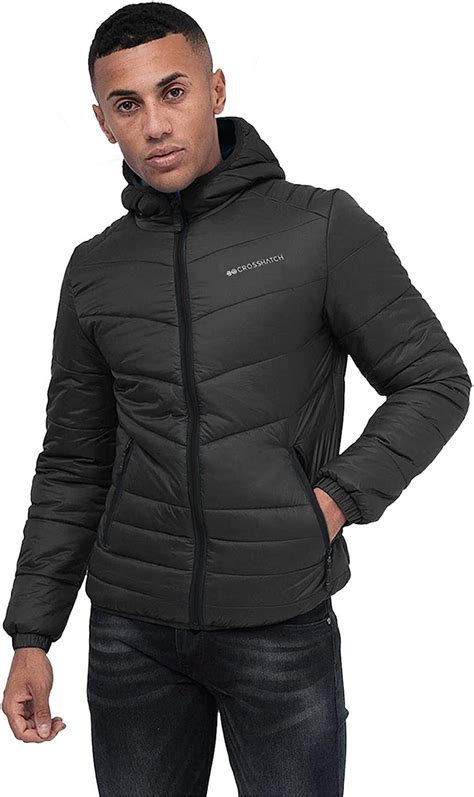 Crosshatch 2k19oct New Mens Quilted Padded Hooded Jacket Lined Winter