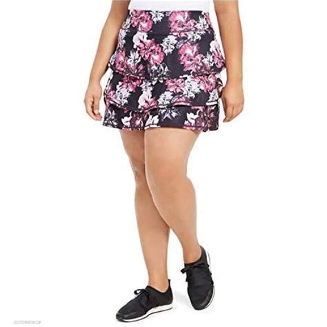 Ideology Womens Plus Size Autumn Floral Print Tiered Skorts