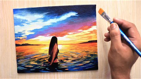 Step Acrylic Beach Sunset Painting How To Paint A Sunset In Oils Step