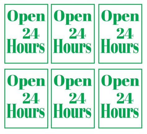 Open 24 Hours Store Window Display Paper Signs 18w X 24h 6 Pack