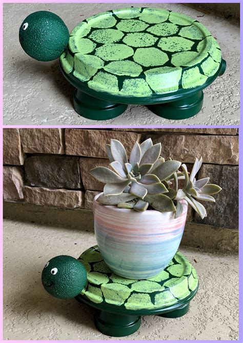 Turtle Terra Cotta Pot Turtle Flower Pot Holder Turtle Is Made Out A