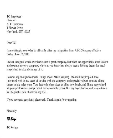 Free 30 Resignation Letter Templates In Pdf Ms Word