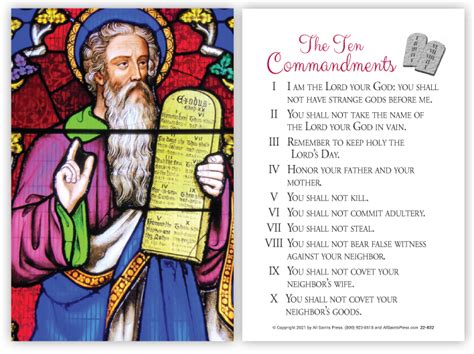 Ten Commandments Childrens Prayer Card