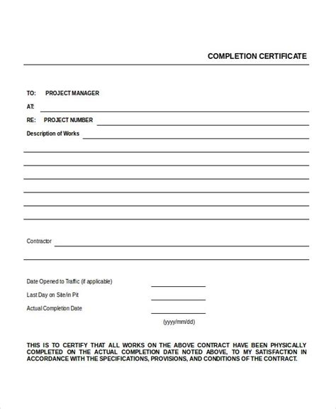 Image Result For Job Completion Form Doc Blank Certificate Template