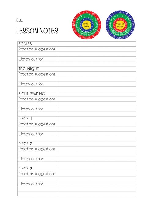 Piano Assignment Sheets For Adult And Teen Piano Students Colourful Keys