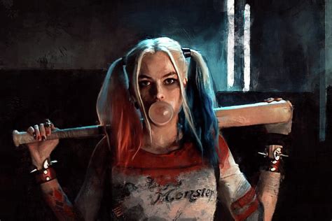 Harley Quinn Baseball Bat Clean Suicide Squad Painting By Joseph