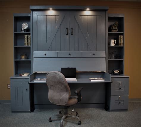 Sliding barn doors are a fun decorating trend that go beyond the farmhouse! Vanity Barn Door Murphy Bed
