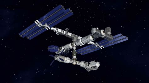 Satellite Spacestation Flying Over Earth Stock Motion Graphics Sbv