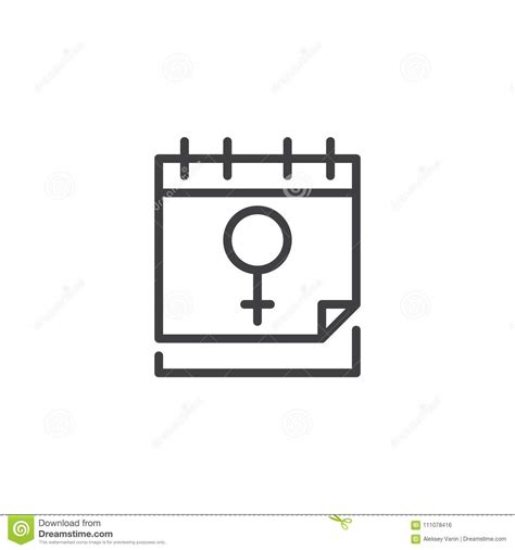 Calendar With Sex Sign Outline Icon Stock Vector Illustration Of