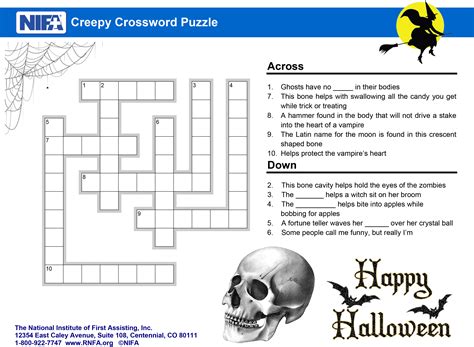 Creepy Crossword Clues - October 2016 - RNFA