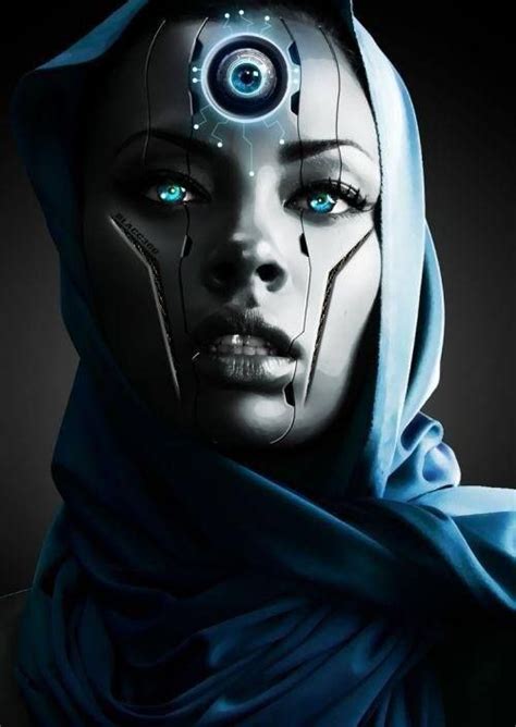 Beautiful Cyberpunk Afrofuturism Female Robot
