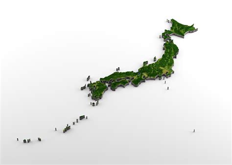 The country of japan consists of several fairly mountainous islands, which are often referred to as the japanese archipelago. Japan 3d Physical Map With Relief Stock Photo - Download ...