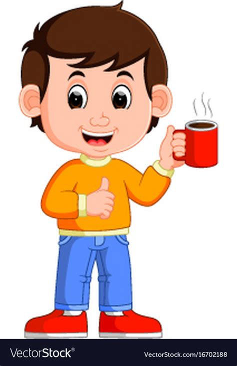 Young Man Drinking Coffee Royalty Free Vector Image