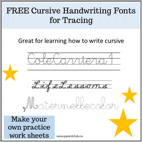 Free Cursive Handwriting Fonts For Tracing Learn To Write Cursive