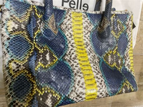 The Pelle Collection Natural Python Skin Genuine Leather Purse Satchel