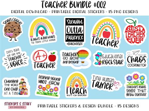 Printable Teacher Png Sticker Design Bundle 2 Print Then Cut Etsy Uk