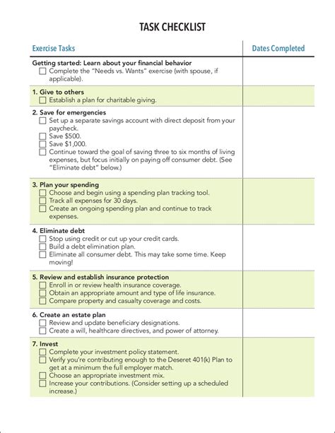 Task Checklist Examples PDF Word Examples
